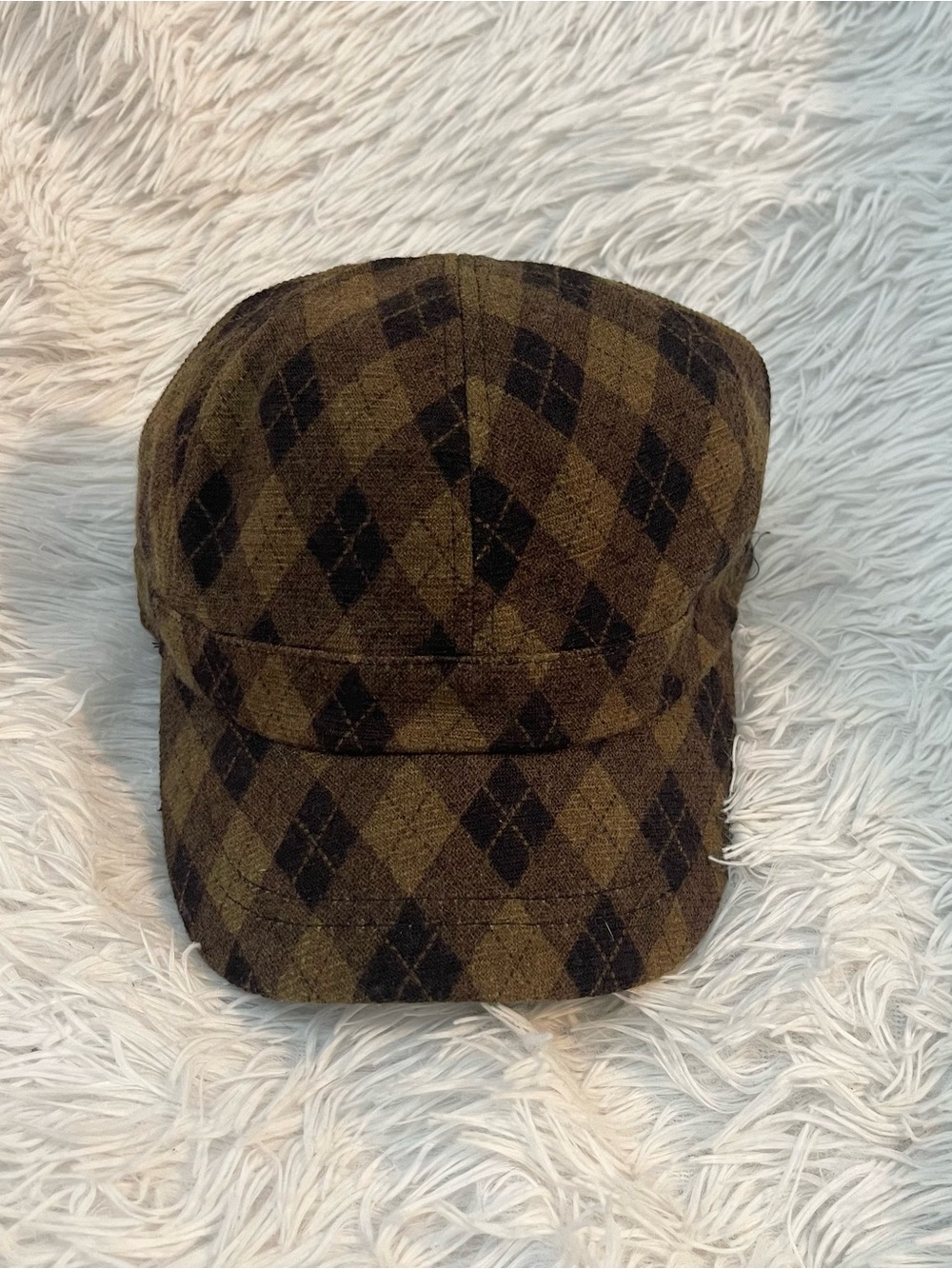 Felt wool diamond checkered hat cap